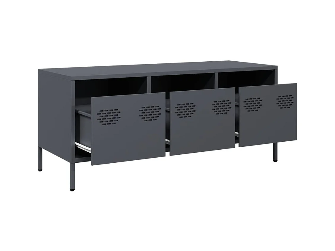 Meuble TV anthracite 101,5x39x43,5 cm acier laminé à froid