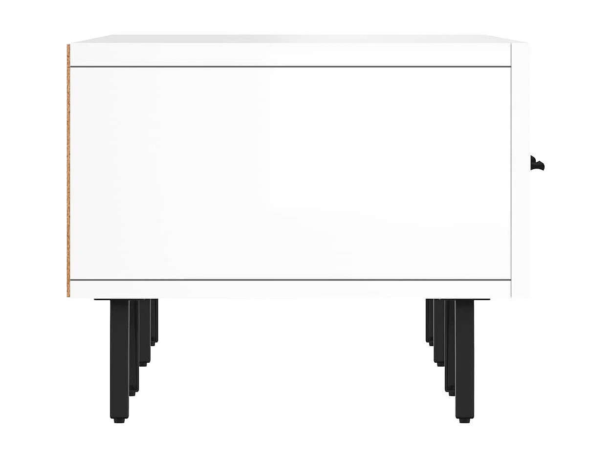 Weißer glänzender TV-Schrank 150x36x30 cm aus Holzwerkstoff