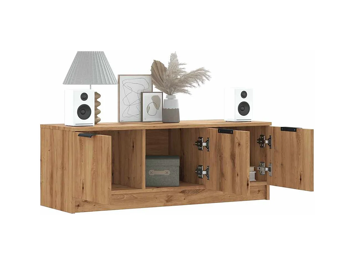 Meuble TV chêne artisanal 102x35x36,5 cm bois d'ingénierie
