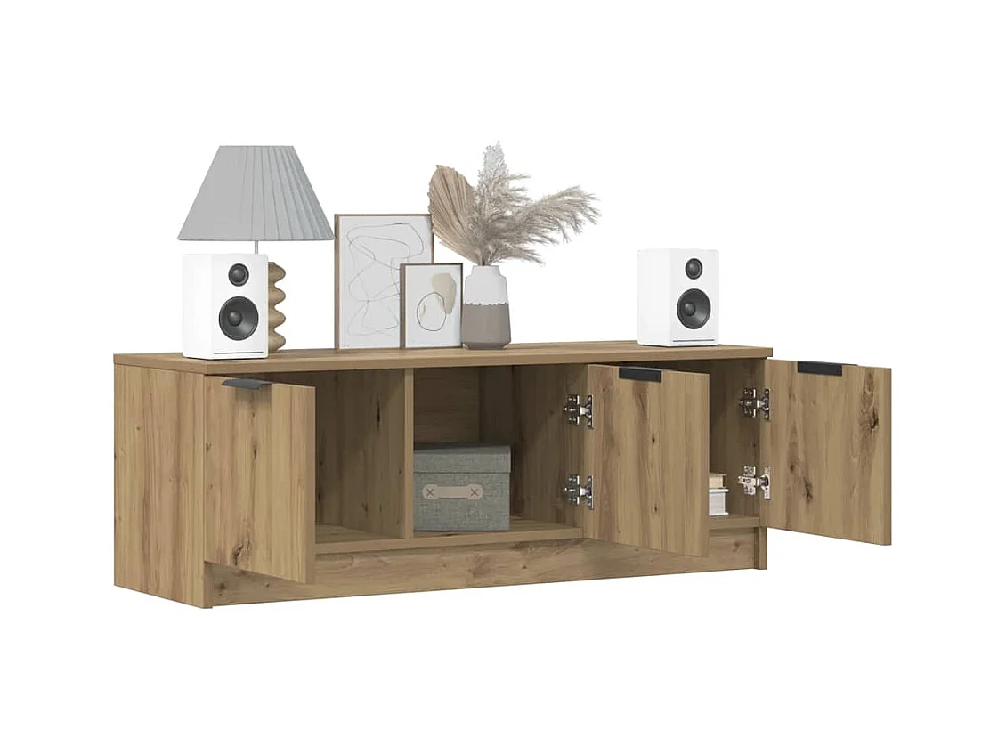 Meuble TV chêne artisanal 102x35x36,5 cm bois d'ingénierie