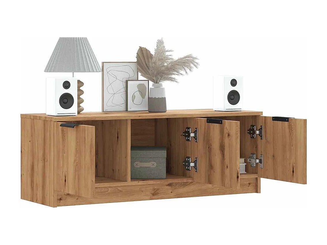 Meuble TV chêne artisanal 102x35x36,5 cm bois d'ingénierie