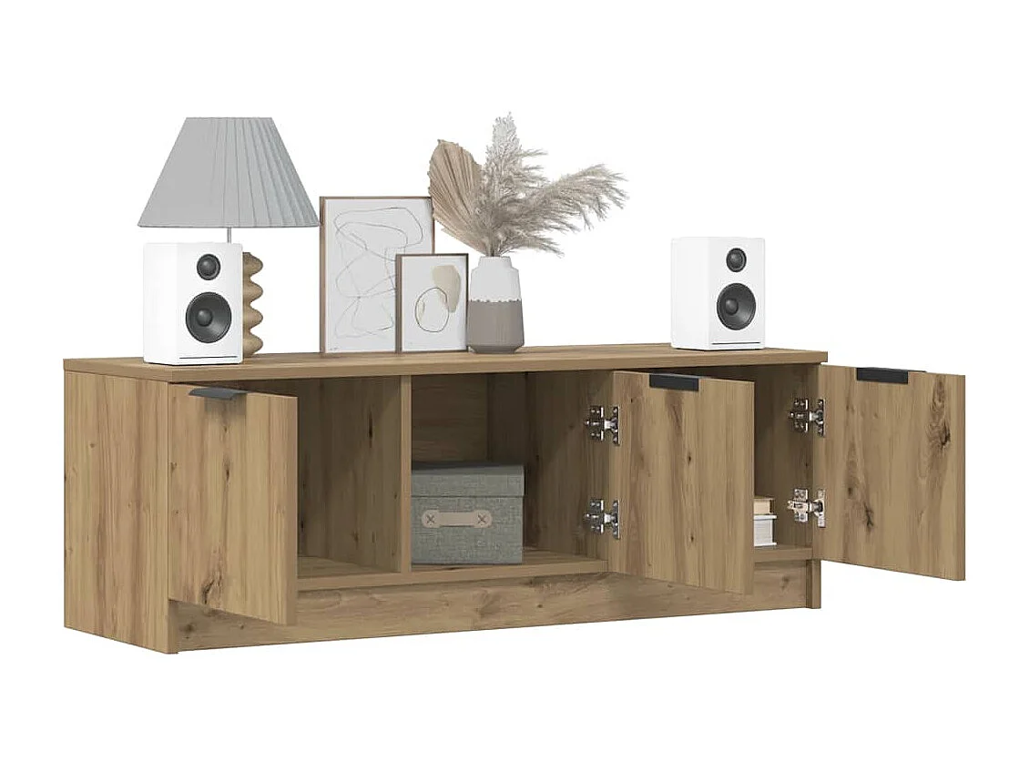 Meuble TV chêne artisanal 102x35x36,5 cm bois d'ingénierie