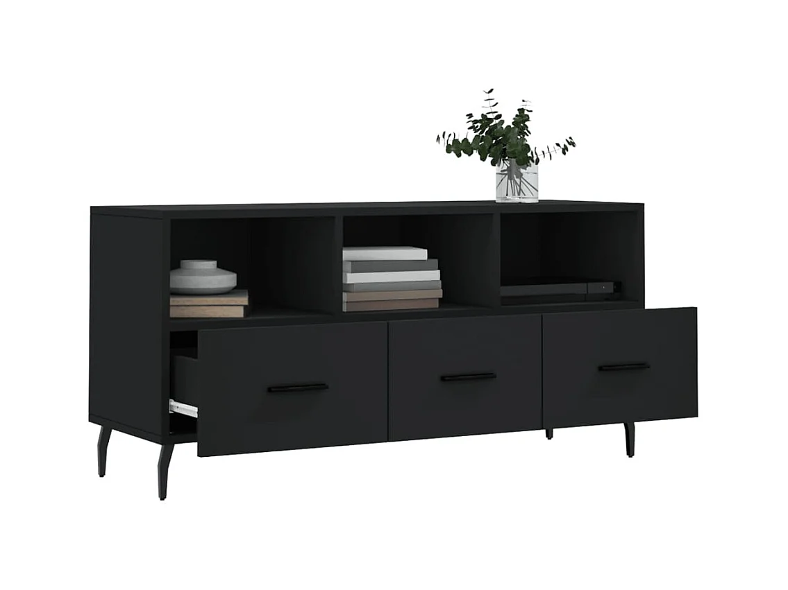Schwarzer TV-Schrank 102x36x50 cm Holzwerkstoff