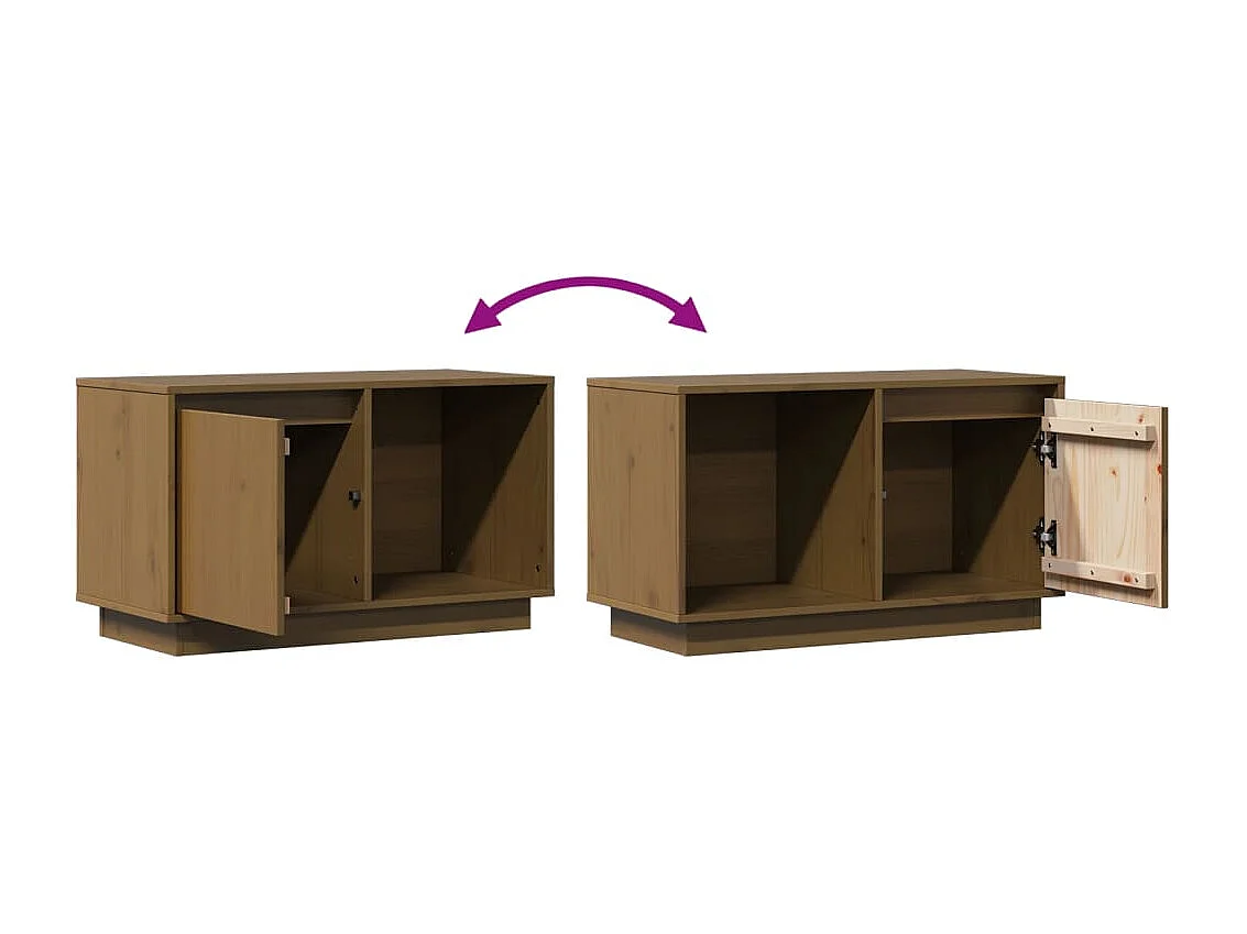 Meuble TV Marron miel 74x35x44 cm Bois de pin massif