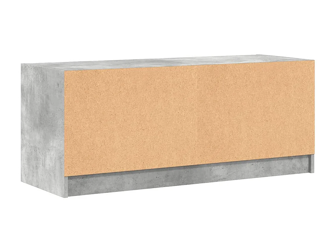 Meuble TV avec portes en verre gris béton 102x37x42 cm