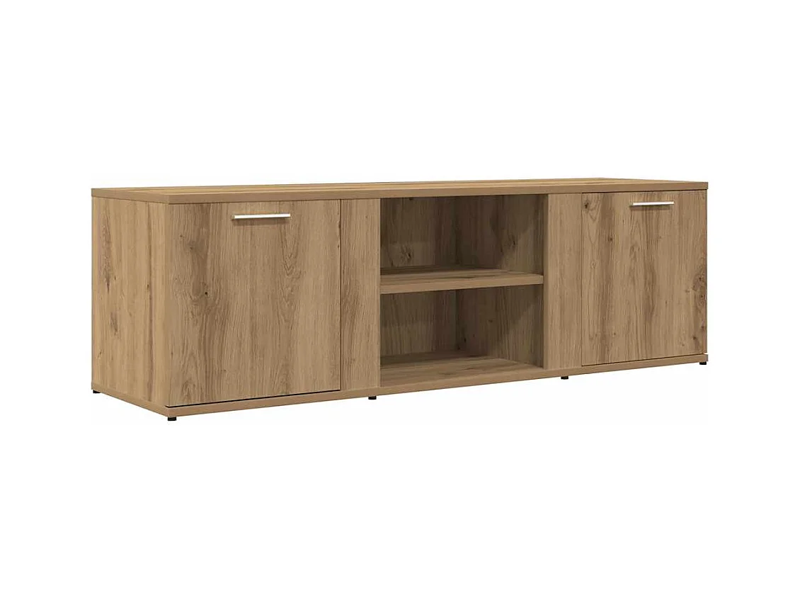 Meuble TV chêne artisanal 120x34x37 cm bois d'ingénierie