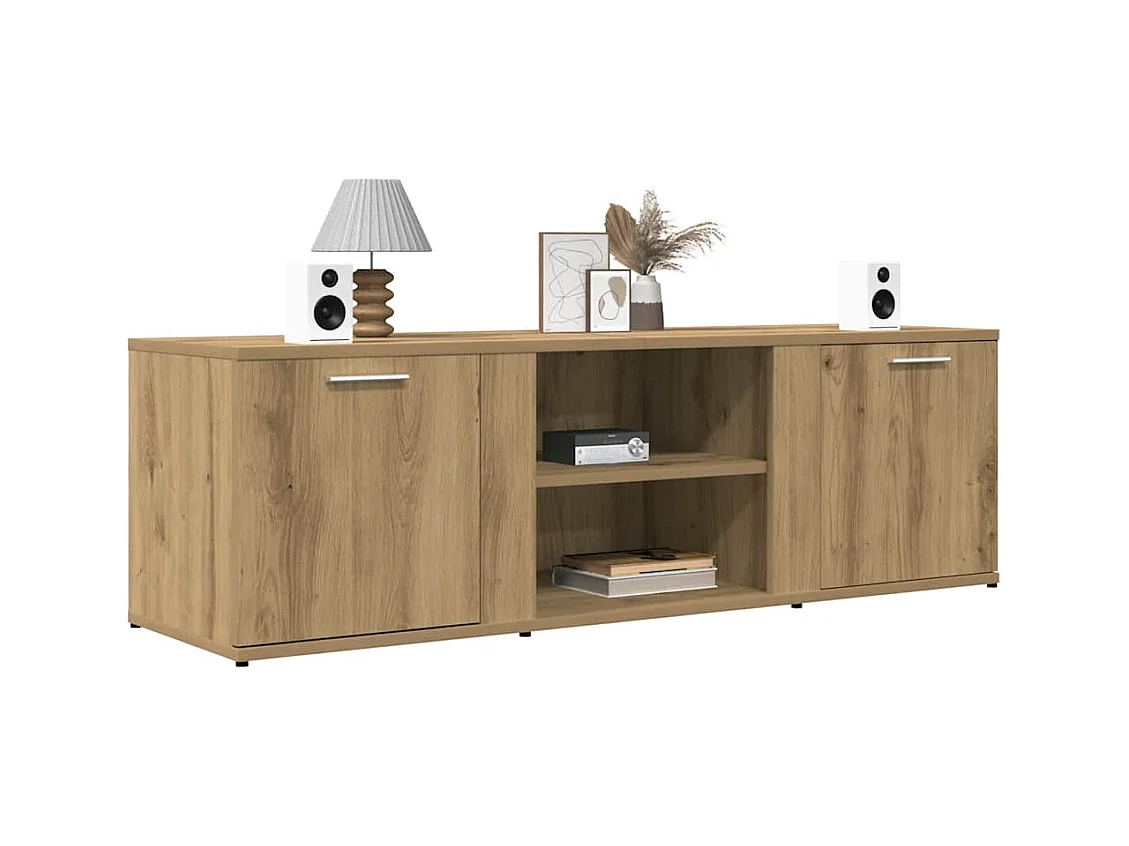 Meuble TV chêne artisanal 120x34x37 cm bois d'ingénierie