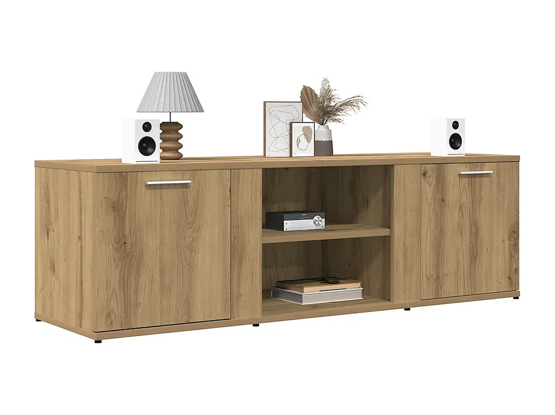 Meuble TV chêne artisanal 120x34x37 cm bois d'ingénierie