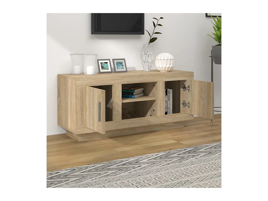 Meuble TV chêne sonoma 102x35x45 cm bois d'ingénierie