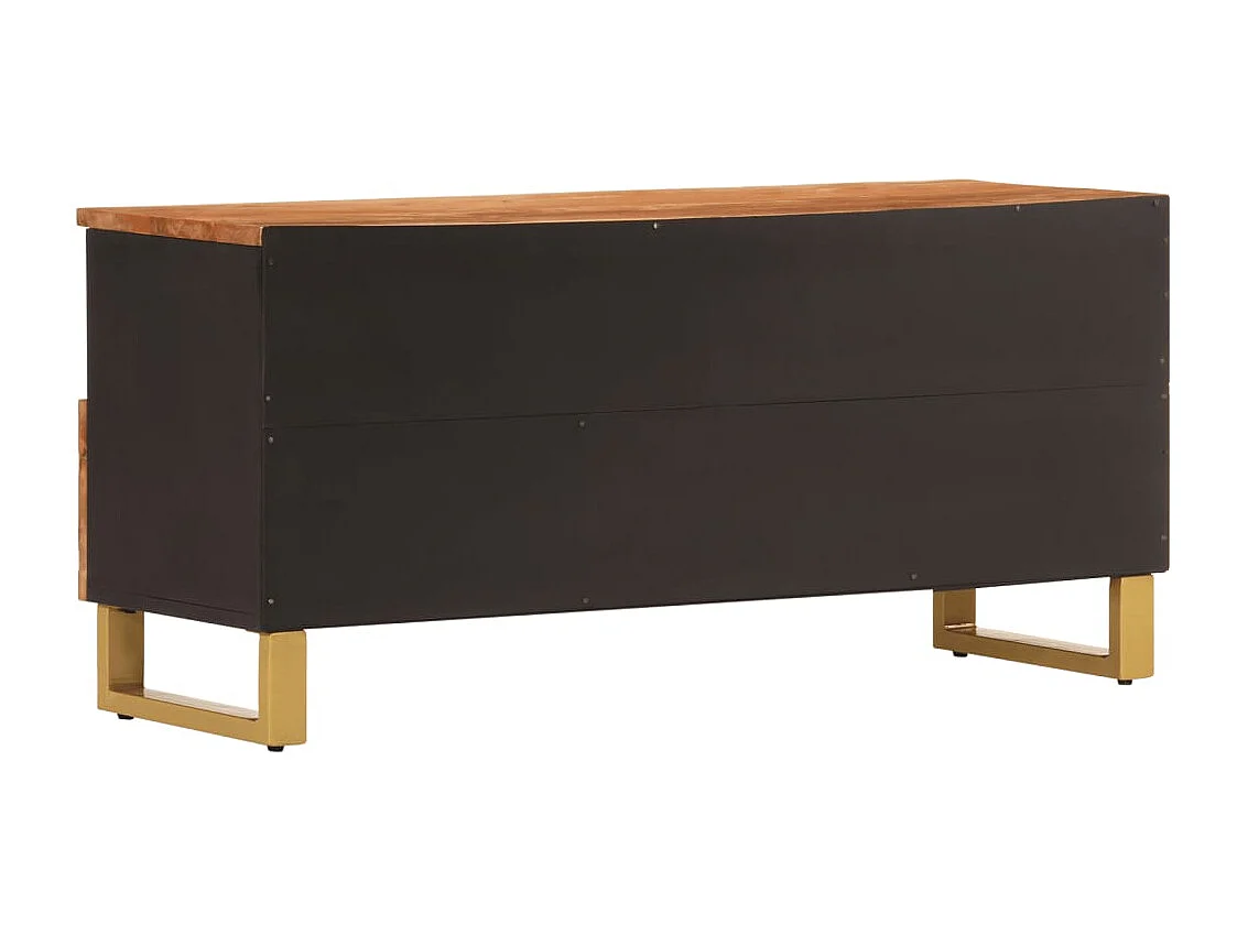 Meuble TV marron et noir 100x33,5x46 cm bois massif de manguier