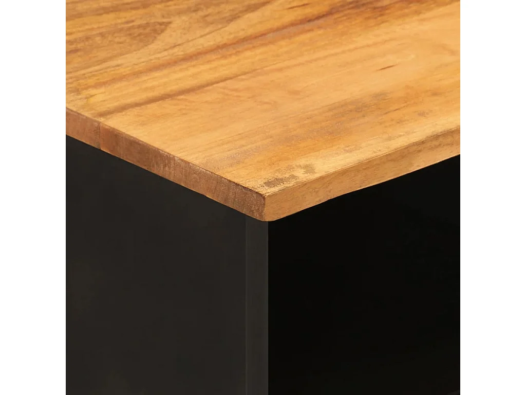 Meuble TV marron et noir 100x33,5x46 cm bois massif de manguier