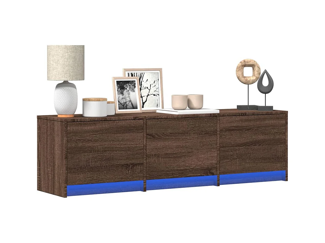 Mobile TV con LED rovere marrone 140x34x40 cm legno ingegnerizzato