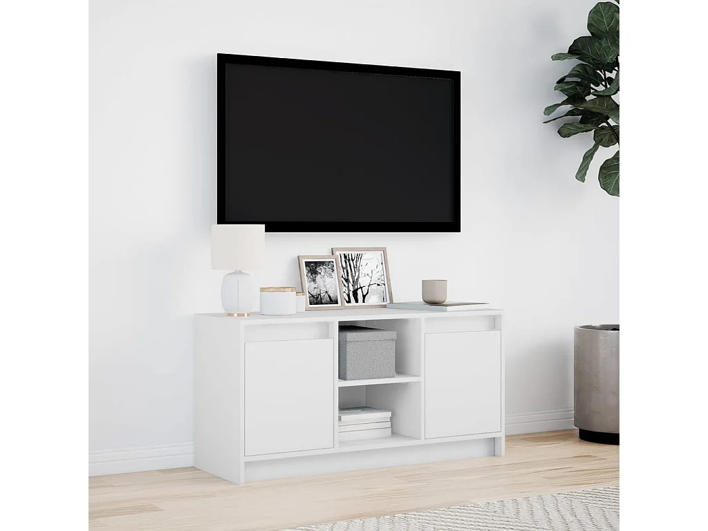 Meuble TV avec LED blanc 100x34x50 cm bois d'ingénierie
