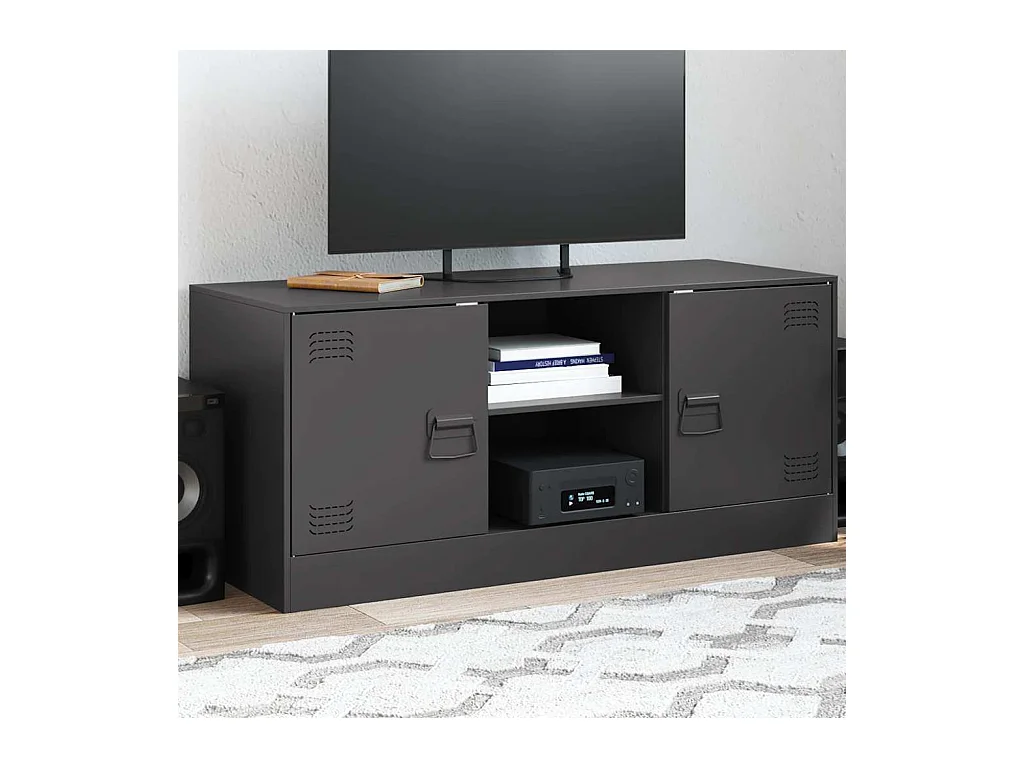 Meuble TV noir 99x39x44 cm acier