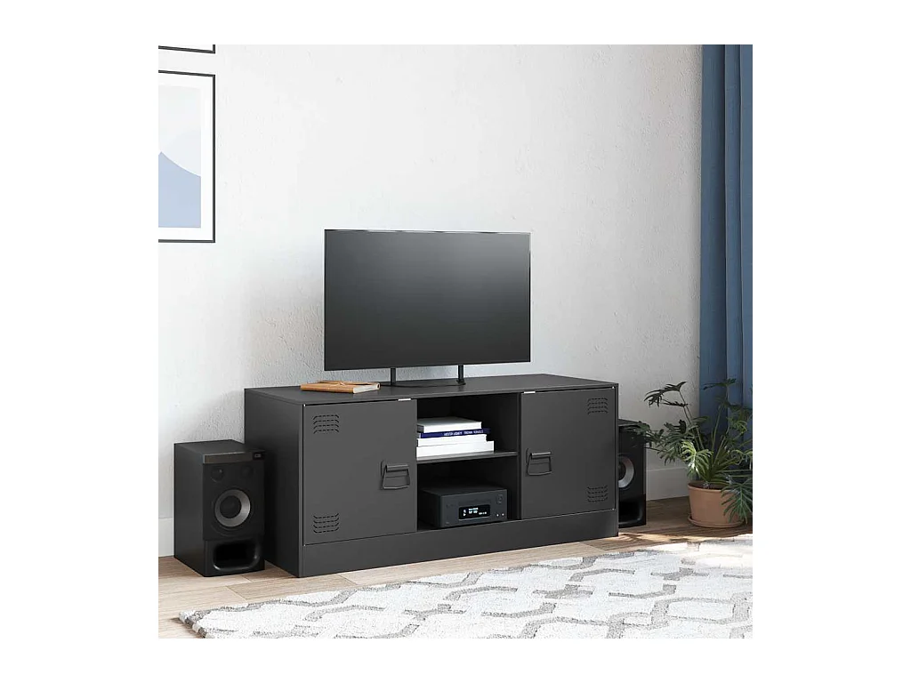 Meuble TV noir 99x39x44 cm acier
