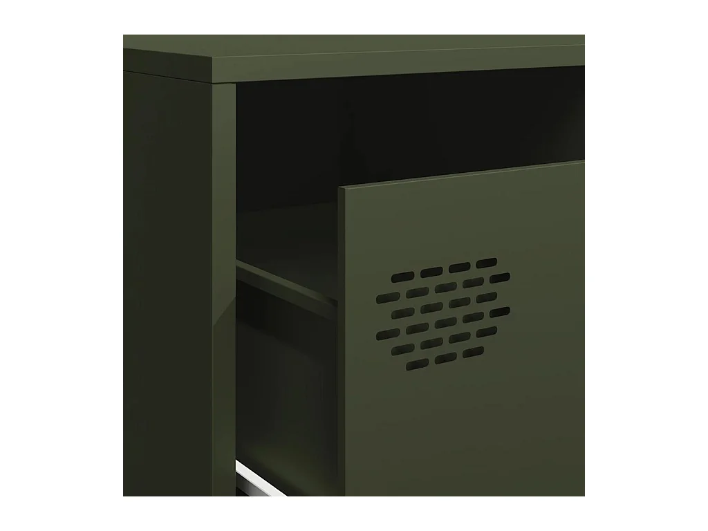 Meuble TV vert olive 202x39x43,5 cm acier laminé à froid