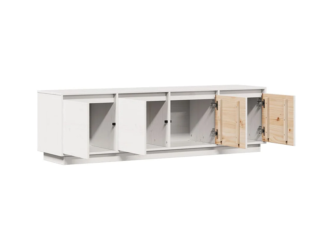 Meuble TV Blanc 156x37x45 cm Bois de pin massif