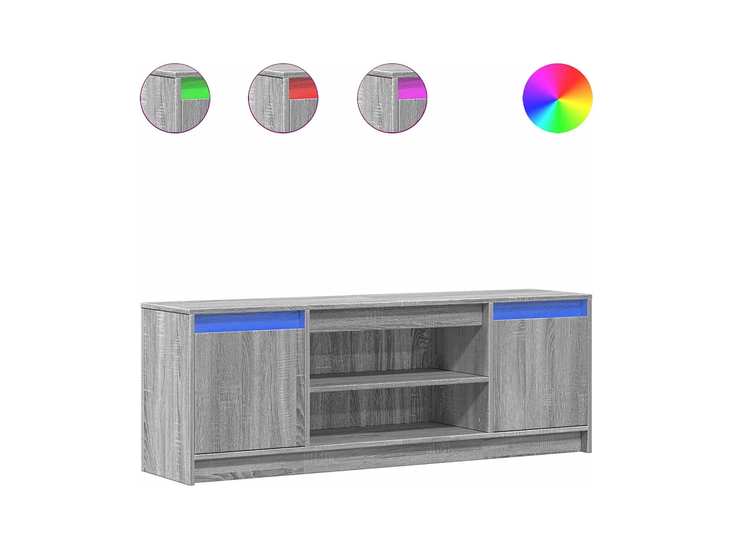 Meuble TV avec LED sonoma gris 139,5x34x50 cm bois d'ingénierie