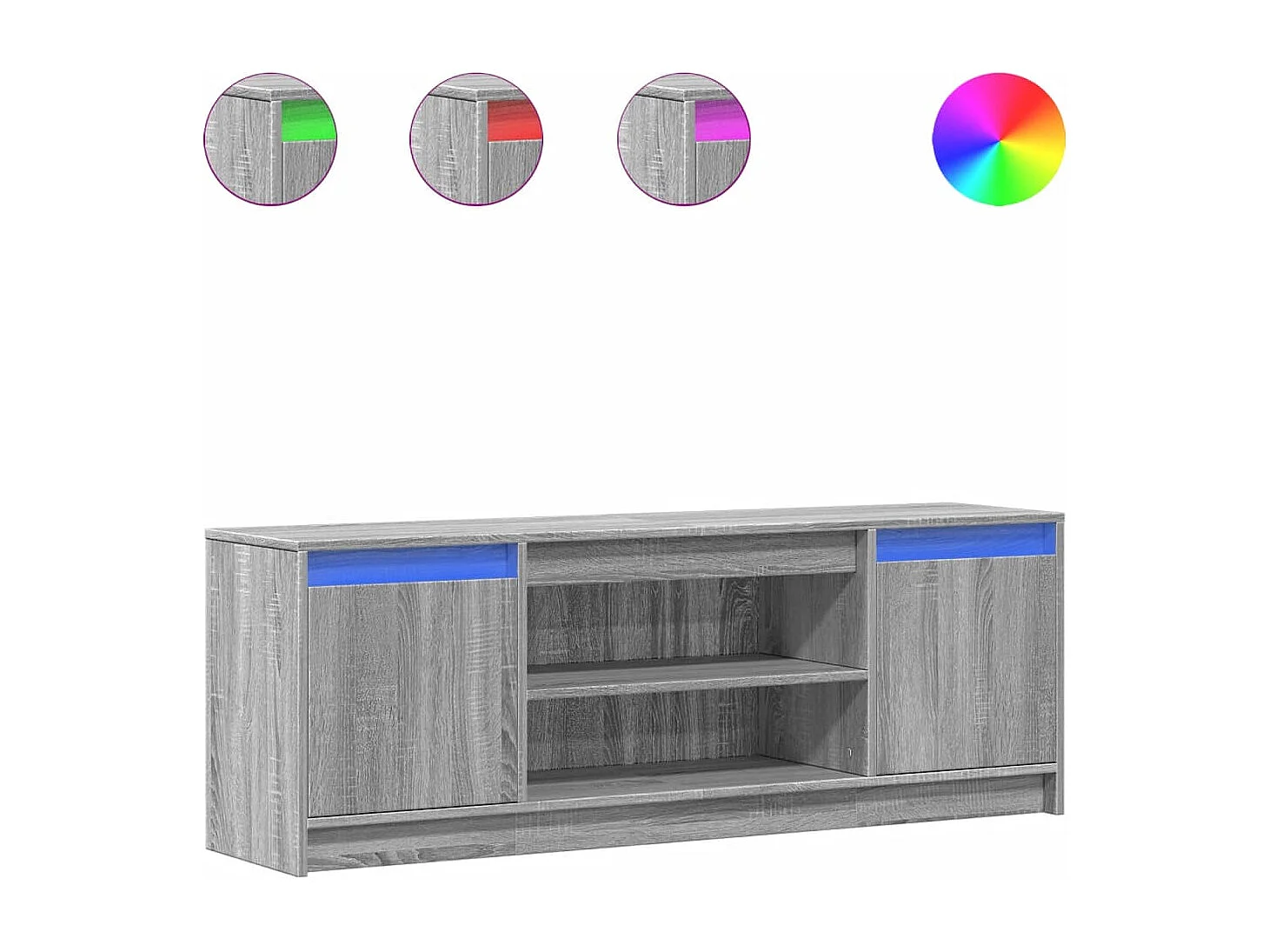 Meuble TV avec LED sonoma gris 139,5x34x50 cm bois d'ingénierie