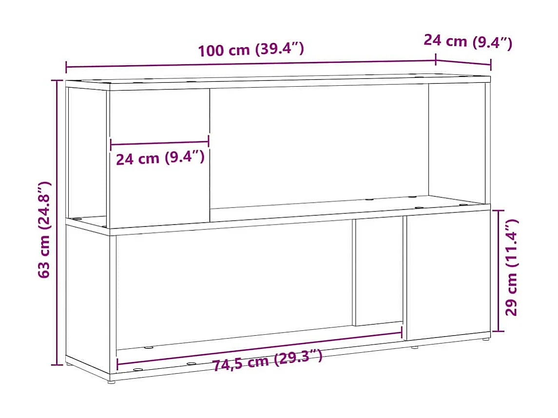Centre de divertissement Noir 100 x 24 x 63 cm