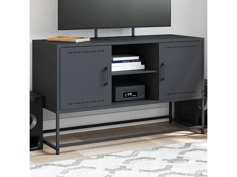 Meuble TV anthracite 100,5x39x60,5 cm acier