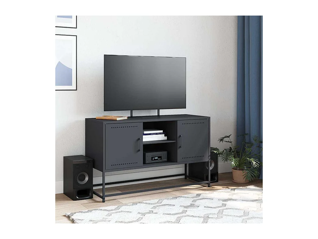 Meuble TV anthracite 100,5x39x60,5 cm acier