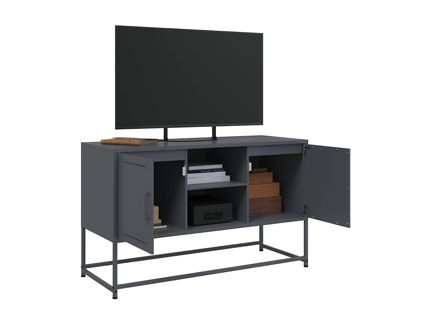 Meuble TV anthracite 100,5x39x60,5 cm acier