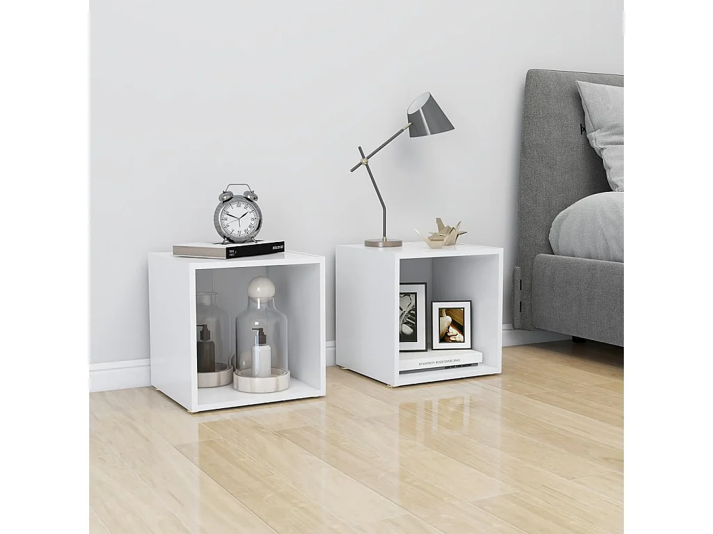 Meuble TV Blanc 37x35x37 cm Bois d’ingénierie