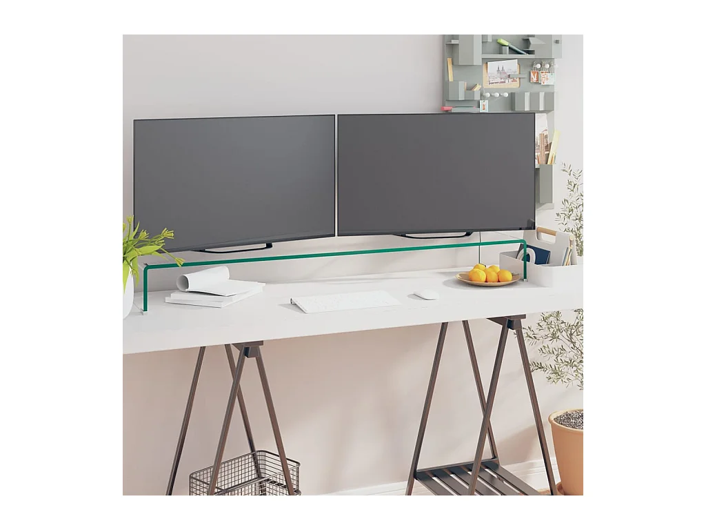 Meuble TV/pour moniteur 120x30x13 cm verre transparent