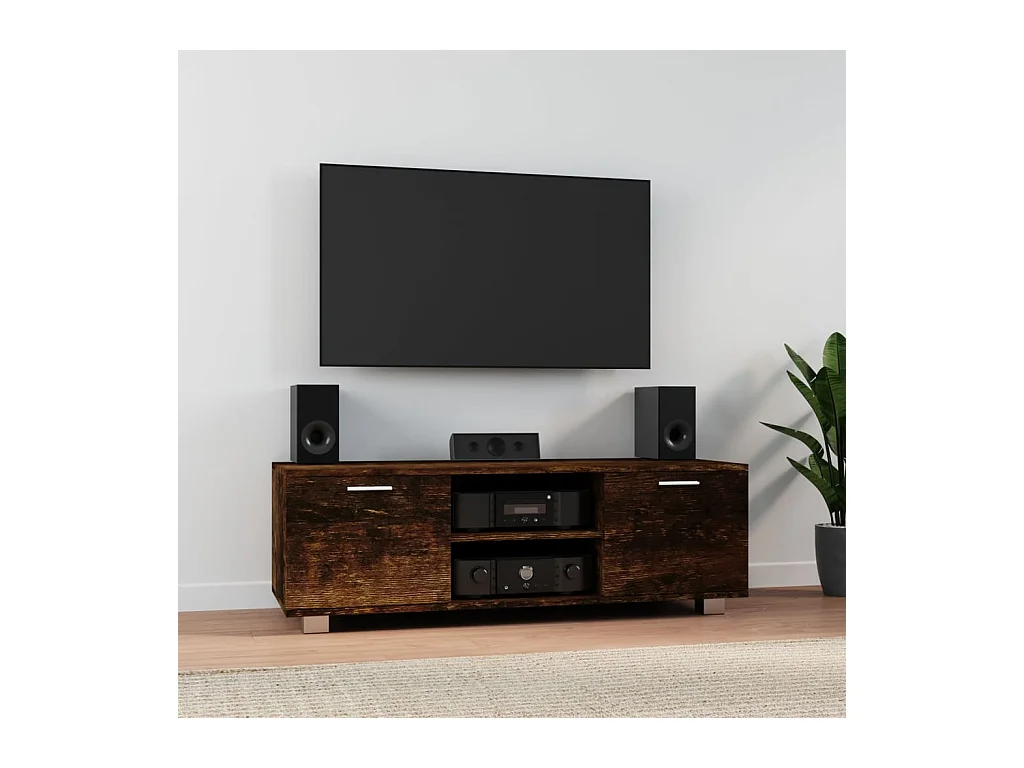 Meuble TV Chêne fumé 120x40,5x35 cm Bois d'ingénierie