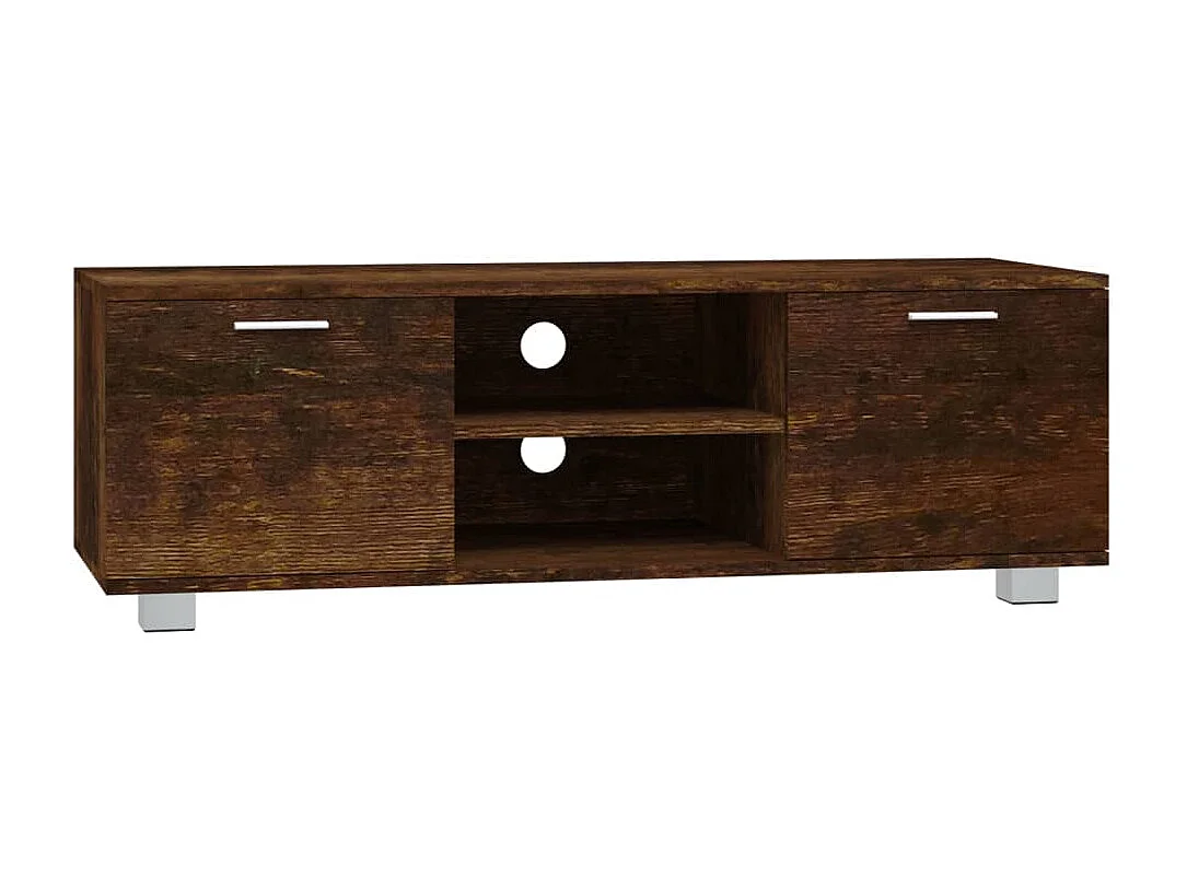 Meuble TV Chêne fumé 120x40,5x35 cm Bois d'ingénierie