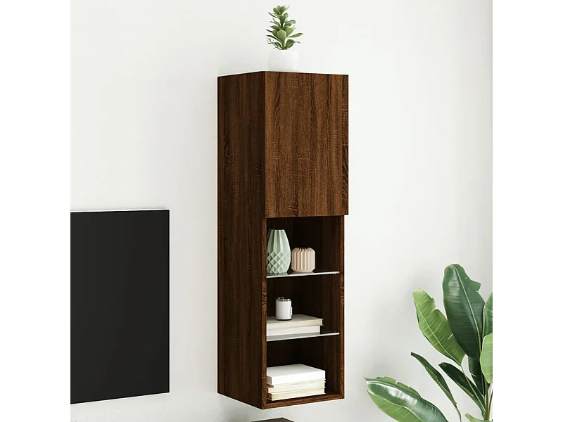 Meuble TV avec lumières LED chêne marron 30,5x30x102 cm