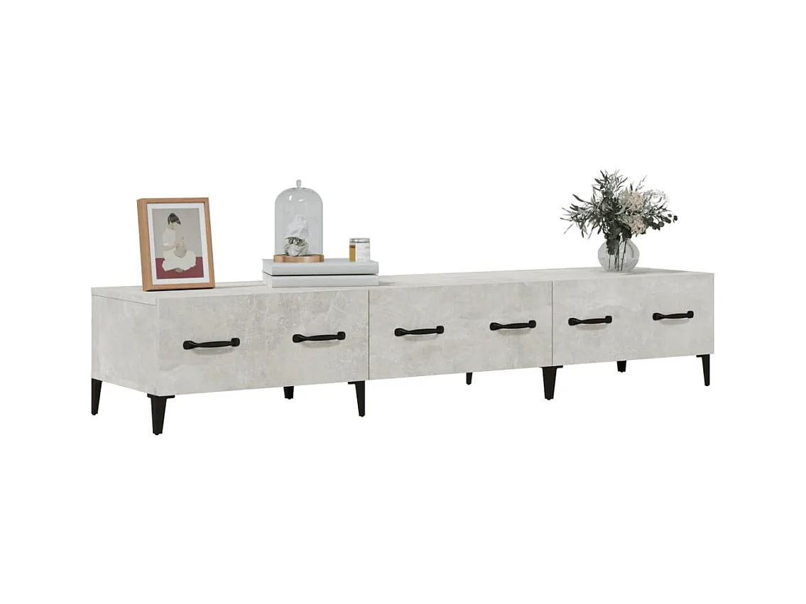 Mueble de TV de madera de ingeniería gris hormigón 150x34,5x30 cm