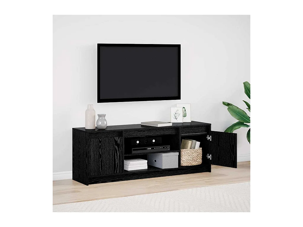 Meuble TV Noir 139,5 x 34 x 50 cm Bois d'ingénierie