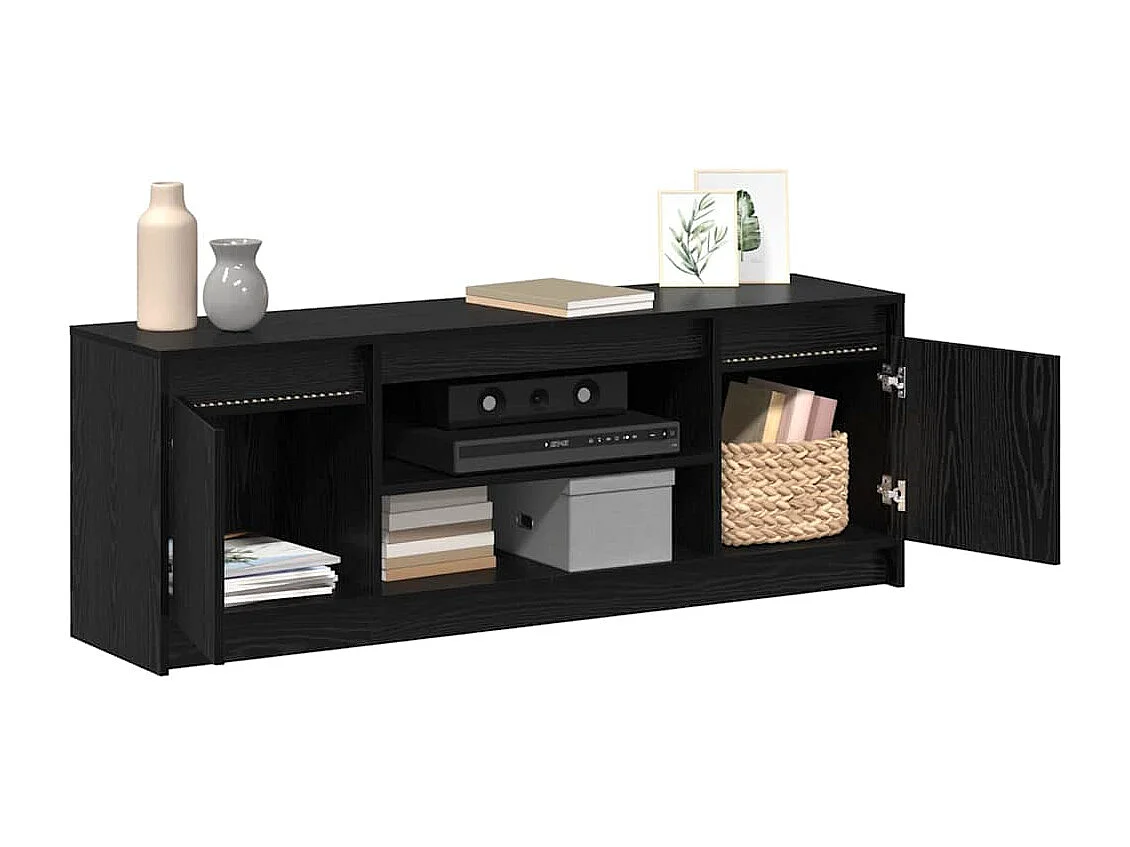 Meuble TV Noir 139,5 x 34 x 50 cm Bois d'ingénierie