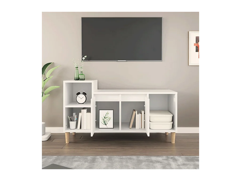 Meuble TV Blanc 100x35x55 cm Bois d'ingénierie