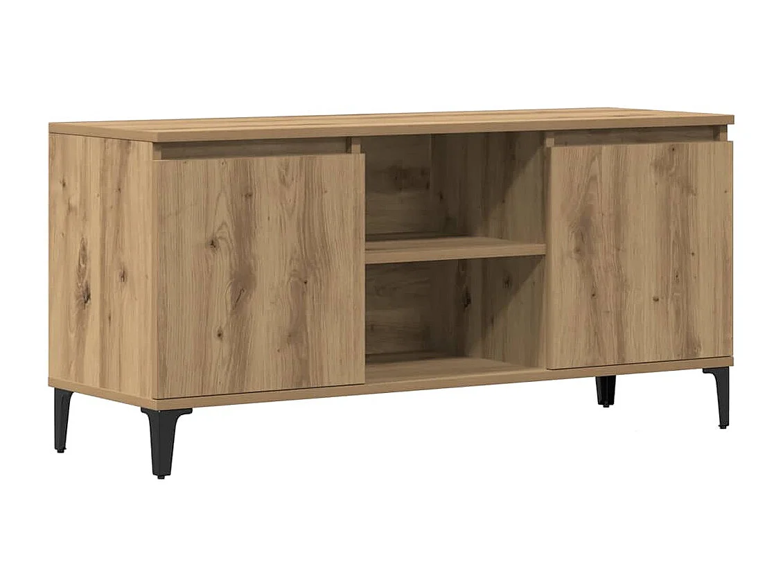 Meuble TV chêne artisanal 102x35x50 cm bois d'ingénierie