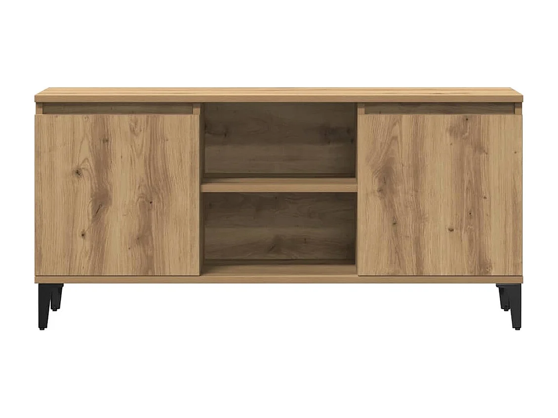 Meuble TV chêne artisanal 102x35x50 cm bois d'ingénierie