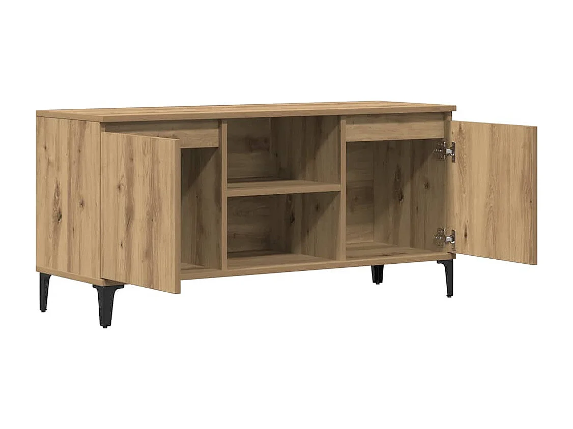 Meuble TV chêne artisanal 102x35x50 cm bois d'ingénierie