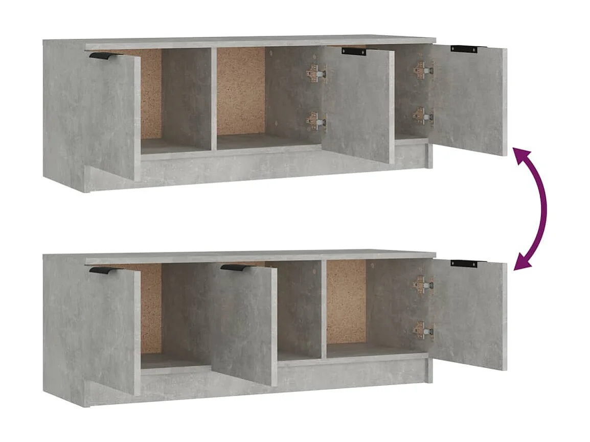 Betongrauer TV-Schrank 102 x 35 x 36,5 cm, Holzwerkstoff