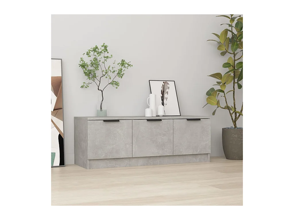 Mueble de TV de madera de ingeniería gris hormigón 102x35x36,5 cm