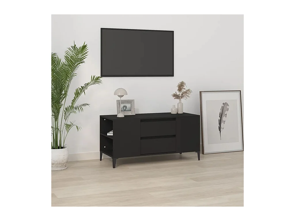 Meuble TV Noir 102x44,5x50 cm Bois d'ingénierie