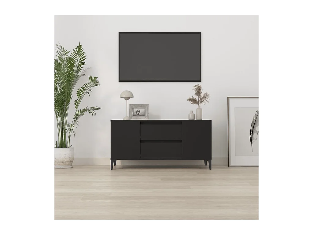 Meuble TV Noir 102x44,5x50 cm Bois d'ingénierie