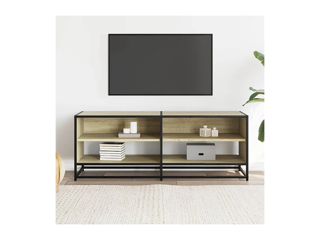 Meuble TV chêne sonoma 120,5x40x46cm bois d'ingénierie et métal