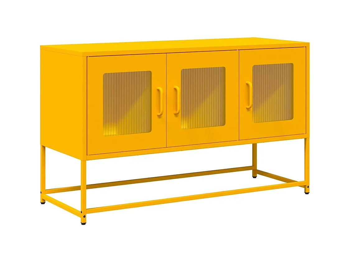 Meuble TV jaune moutarde 100,5x39x60,5 cm acier laminé à froid