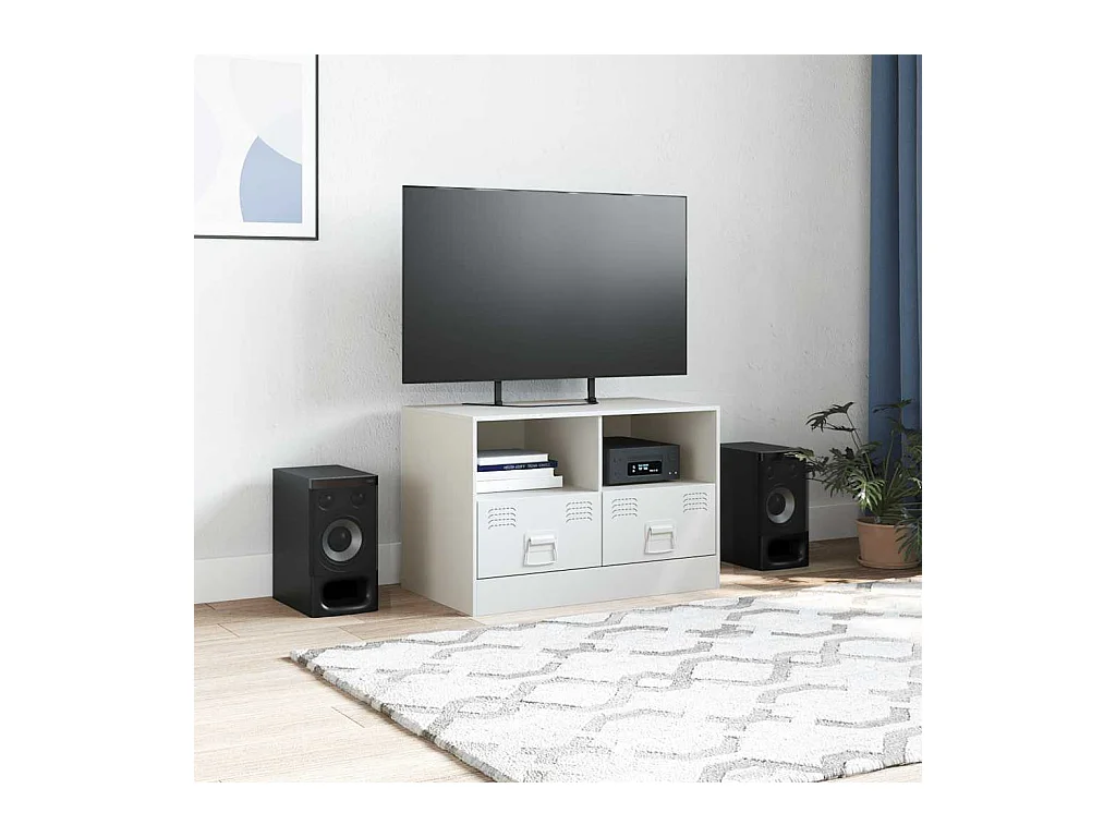 Meuble TV blanc 67x39x44 cm acier