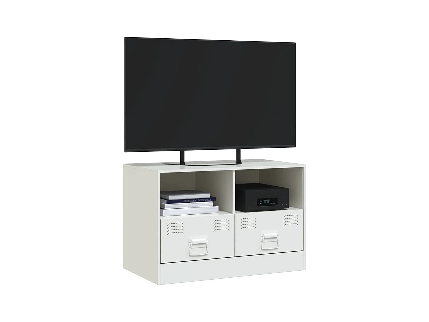 Meuble TV blanc 67x39x44 cm acier