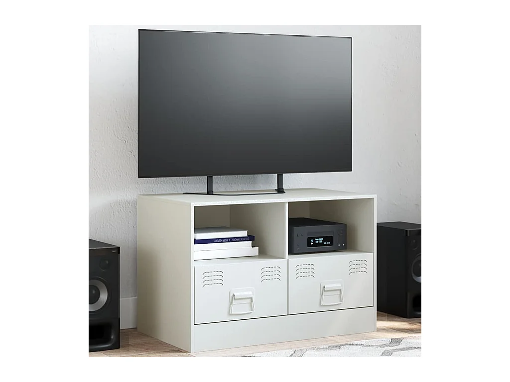 Meuble TV blanc 67x39x44 cm acier