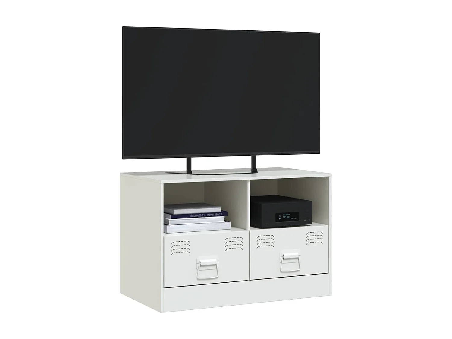 Meuble TV blanc 67x39x44 cm acier