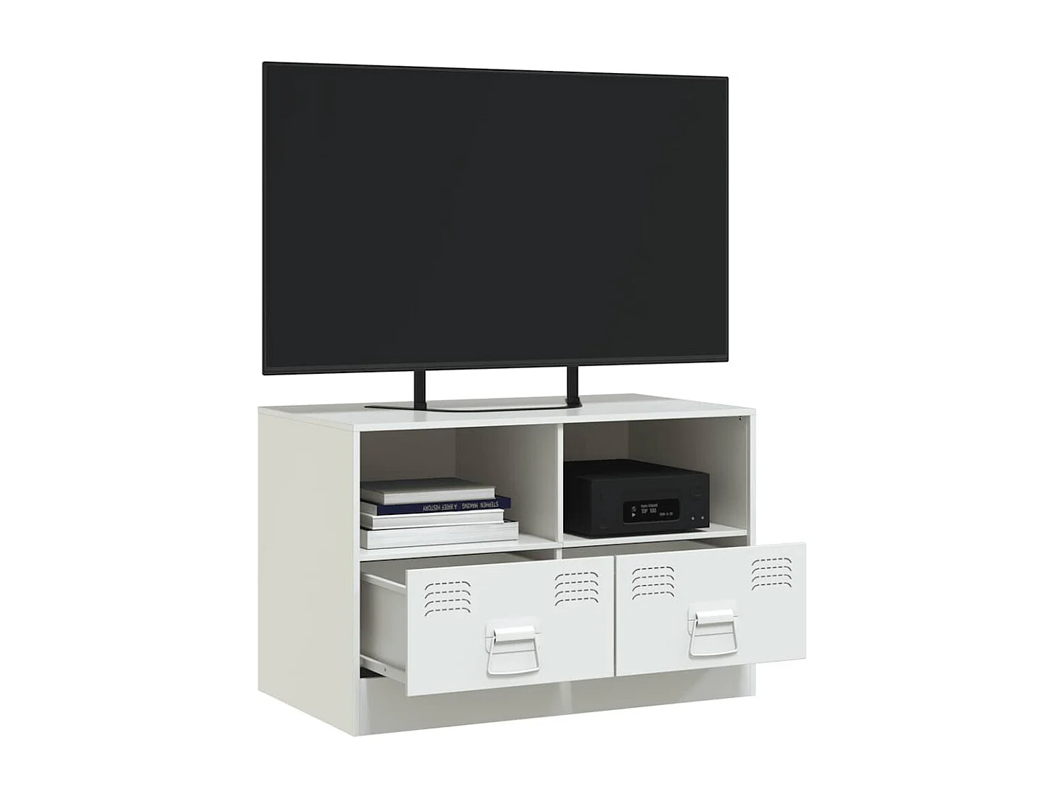 Meuble TV blanc 67x39x44 cm acier